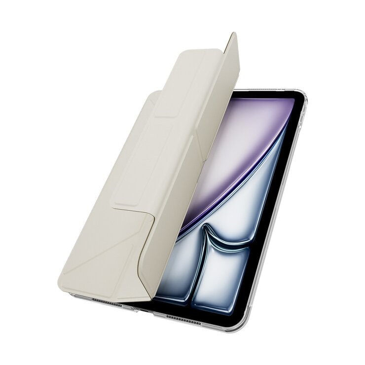 MAGEASY Facet 全方位支架透明背蓋保護套 適用於 2024 iPad Air 11吋 2025 M3 / 2024 M2 星光白