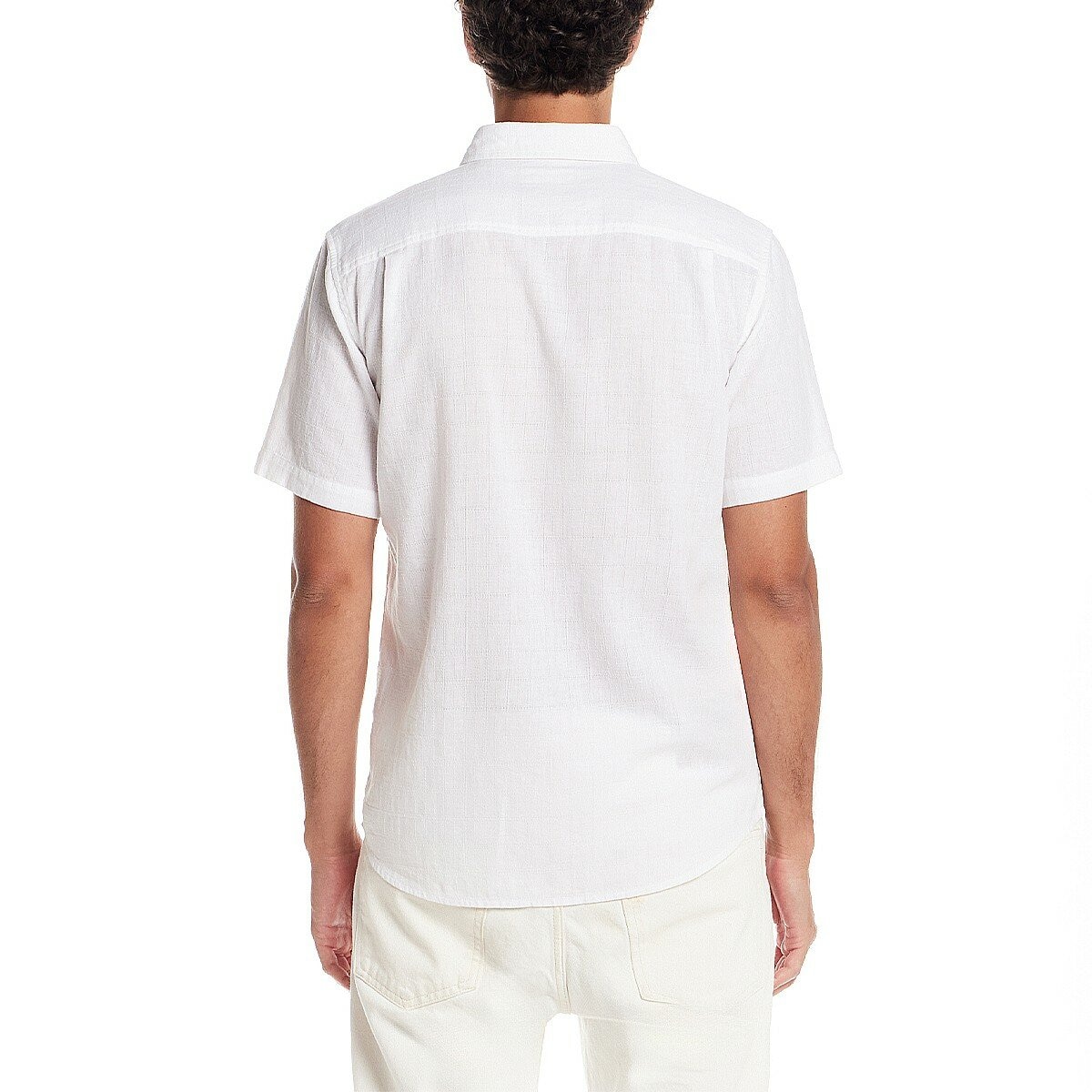 Weatherproof Vintage 男短袖亞麻混紡襯衫 白
