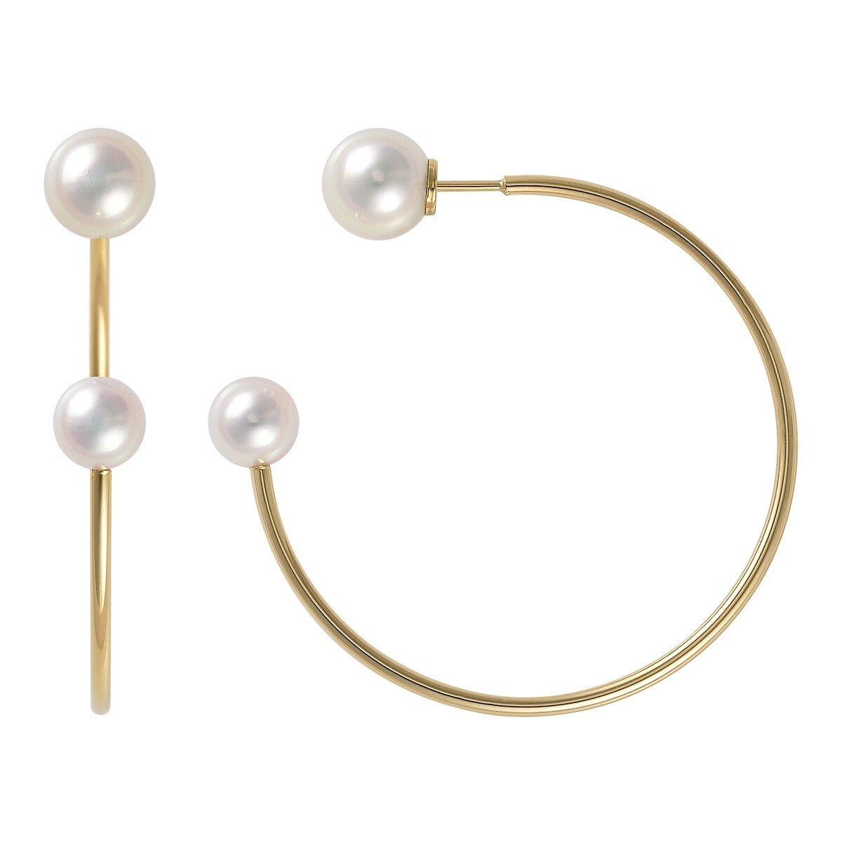 Tokyo Pearl 18K黃K金 6公釐 - 8.0公釐 Akoya 珍珠耳環