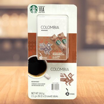 STARBUCKS VIA 哥倫比亞即溶研磨咖啡 2.1公克 X 26 入/組 STARBUCKS VIA 哥倫比亞即溶研磨咖啡 2.1公克 X 26 入/組