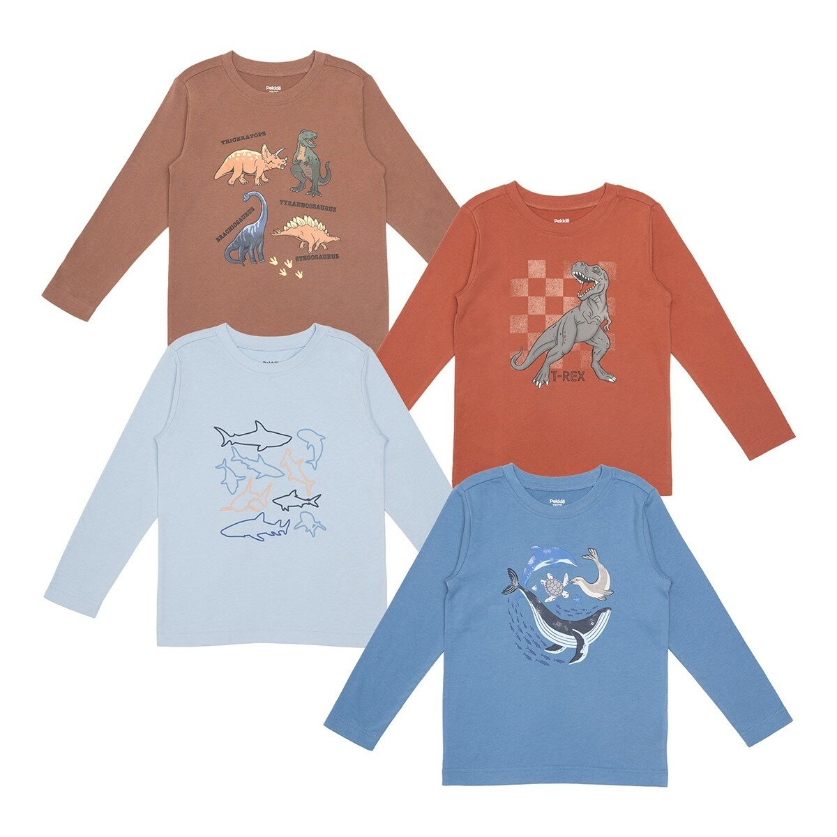 Pekkle 兒童長袖上衣四件組 鯊魚 10