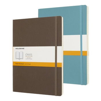 Moleskine 經典軟皮橫條筆記本組合(XL型)-棕+藍2入 Moleskine 經典軟皮橫條筆記本組合(XL型)-棕+藍2入