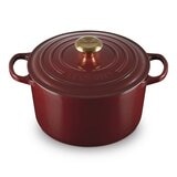 Le Creuset 雙耳圓形鑄鐵深圓鍋 含鋼頭鍋蓋 24公分 醇酒紅
