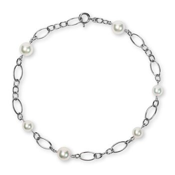 Tokyo Pearl 18K白K金 4.5公釐 - 6.0公釐 Akoya 珍珠手環