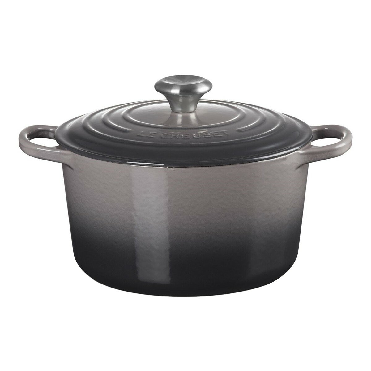 Le Creuset 雙耳圓形鑄鐵深圓鍋 含鋼頭鍋蓋 24公分 燧石灰