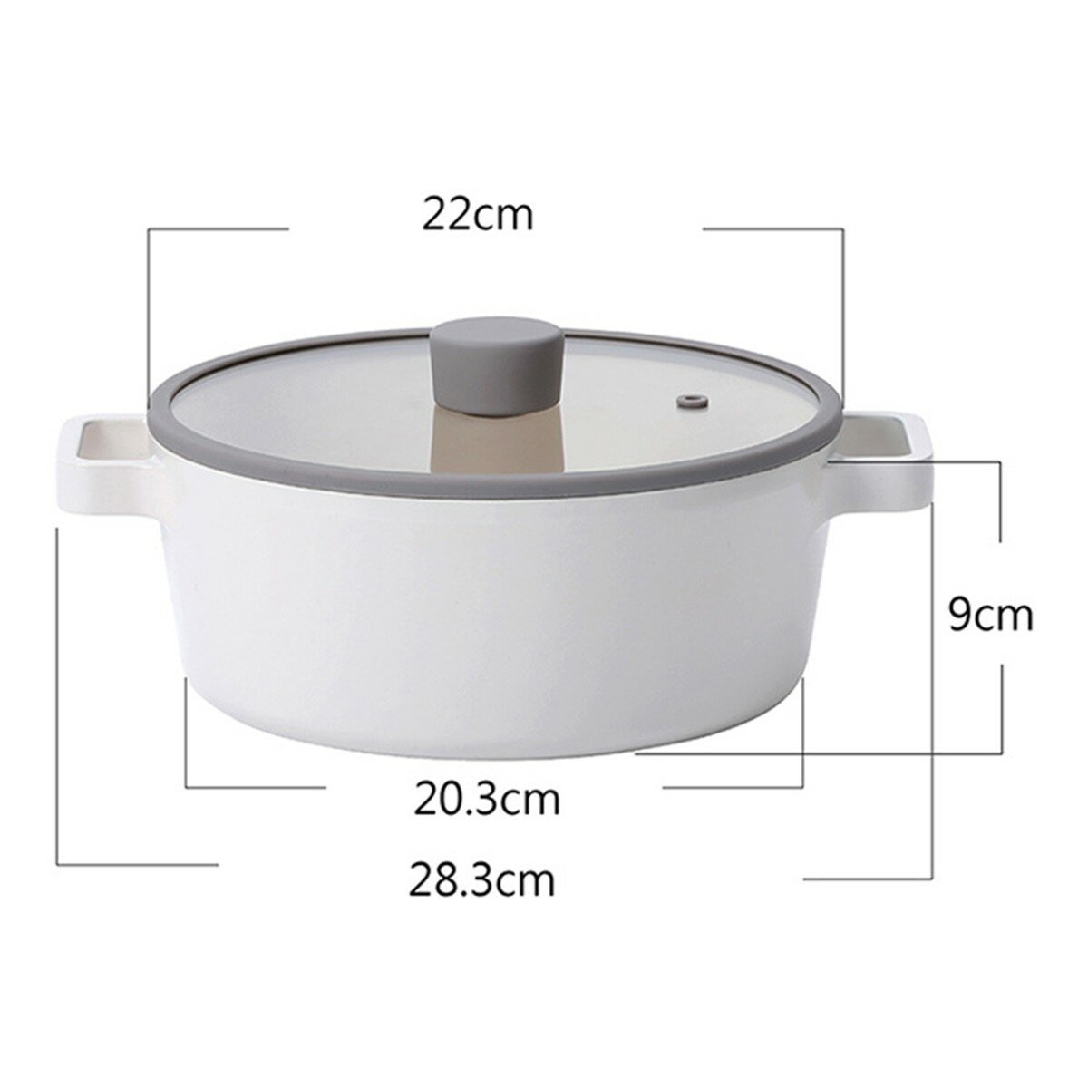 Neoflam 陶瓷不沾塗層鍋具 含玻璃上蓋 3件組 白