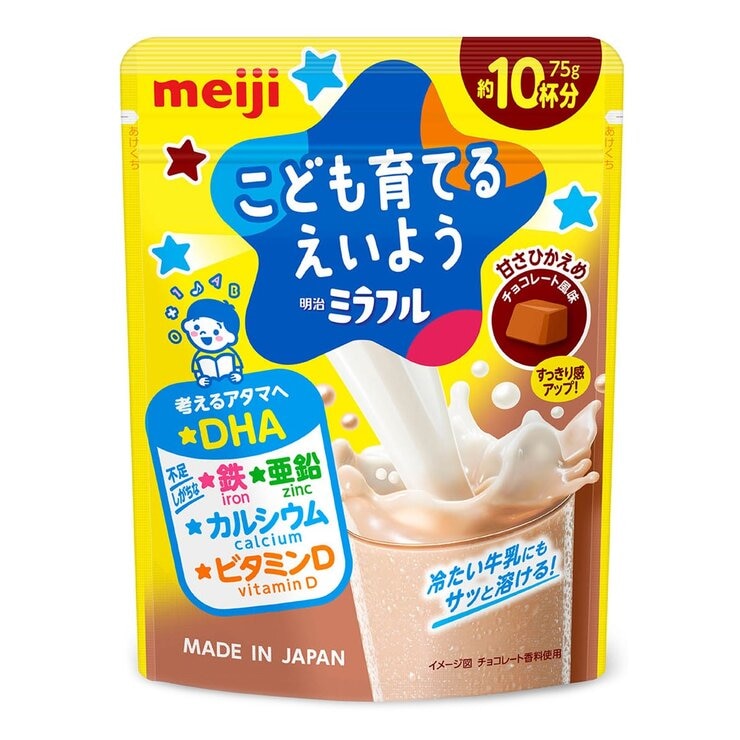 Meiji Miraful Nutrition Supplement Powder for Kids 75 g X 12-Pack [Strawberry Flavor X 4-Pack + Vanilla Milk Flavor X 4-Pack + Chocolate X 4-Pack]