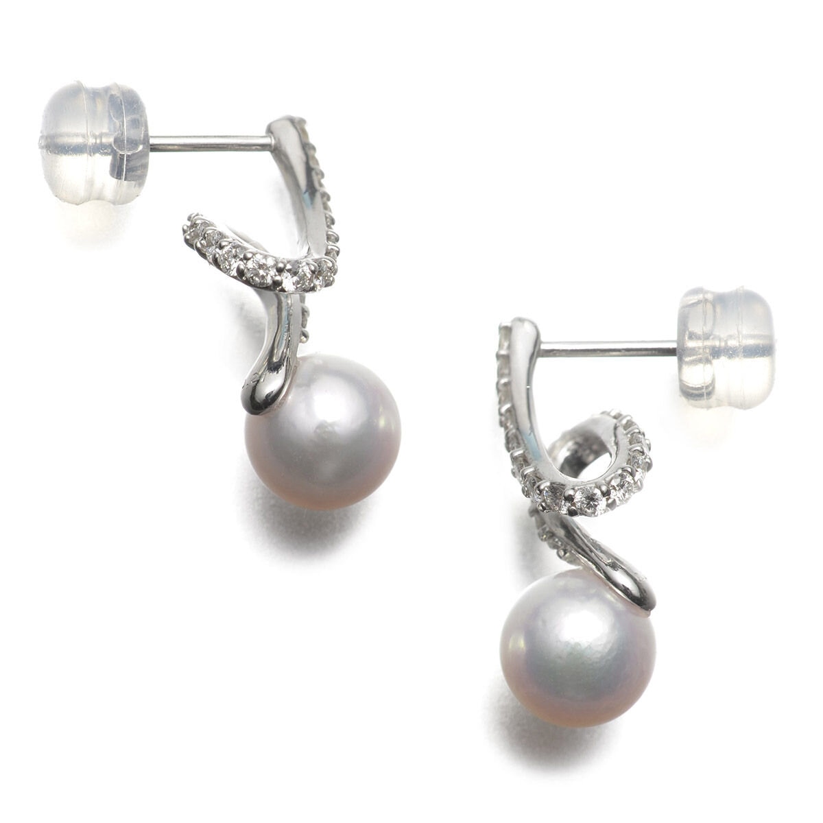Tokyo Pearl 0.21克拉 18K白K金 6.5公釐 Akoya珍珠鑽石耳環