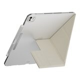 MAGEASY Facet 全方位支架透明背蓋保護套 (筆槽款) 適用於 2024 iPad Pro 13吋 星光白