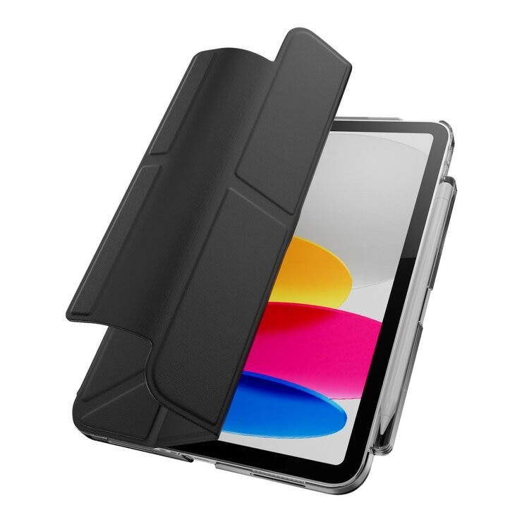 MAGEASY Facet 全方位支架透明背蓋保護套 (筆槽款) 適用於 2022 iPad 10.9吋 A14 & 2025 iPad 11吋 A16 黑色
