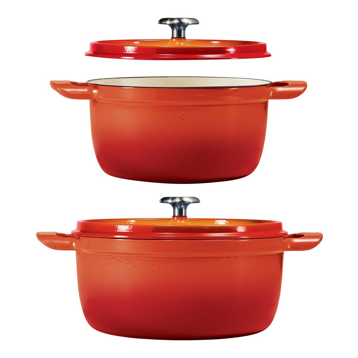 Tramontina 雙耳圓形鑄鐵鍋 含鋼頭鍋蓋 X 4件組 橘