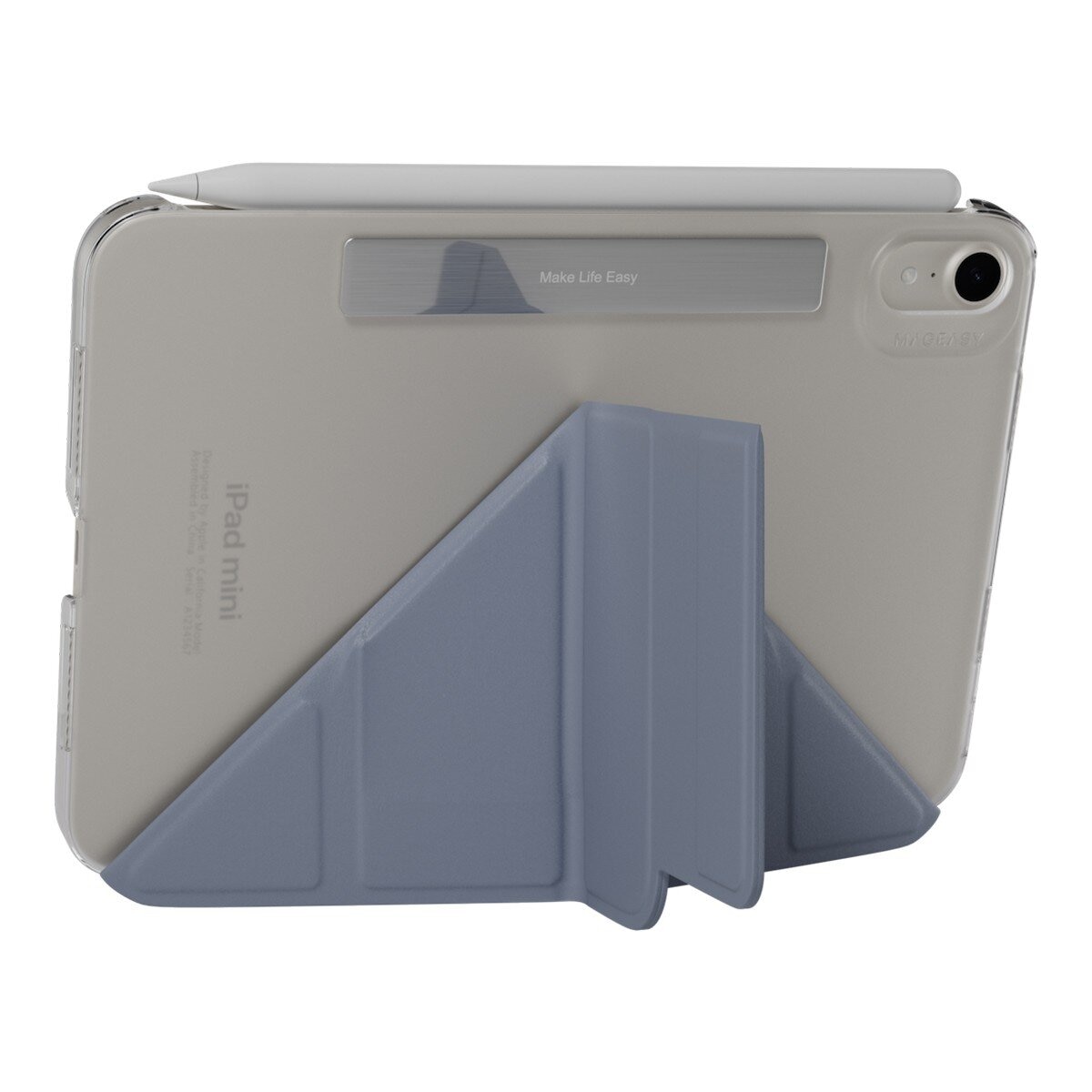 MAGEASY Facet 全方位支架透明背蓋保護套 iPad mini 7 2024 / A17 Pro / iPad mini 6 2021 阿拉斯加藍