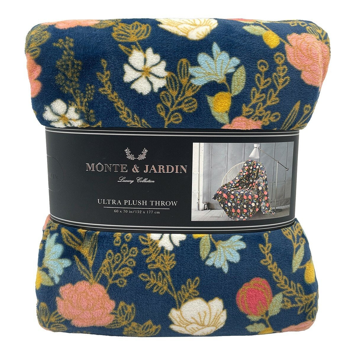 Monte & Jardin 印花舒適毯 152公分 X 177公分 花卉 Monte & Jardin 印花舒適毯 152公分 X 177公分 花卉