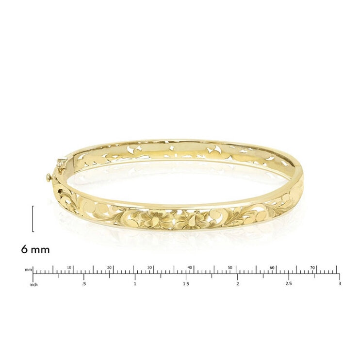 Honolulu Jewelry 14K黃K金 雕花手鐲