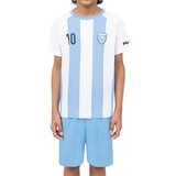 Fila 兒童足球短袖套組 白/藍 M