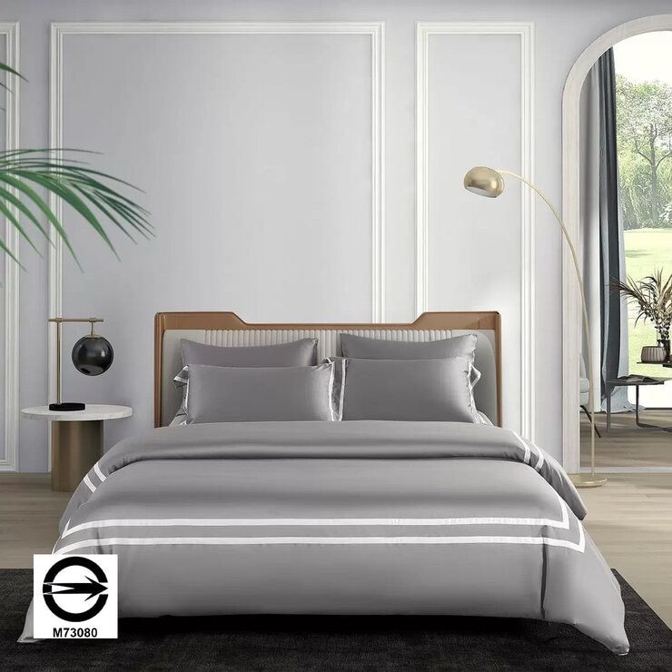 Don Home 萊賽爾素色雙人被套床包六件組 152公分 X 190公分 礦灰