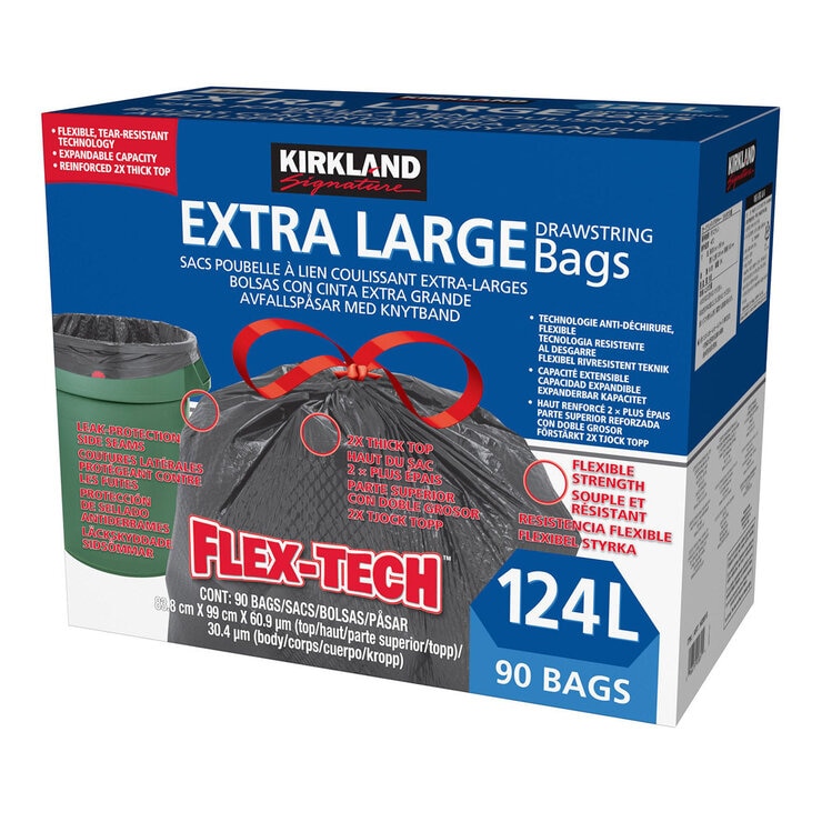科克蘭 拉繩式垃圾袋 124公升 X 90入