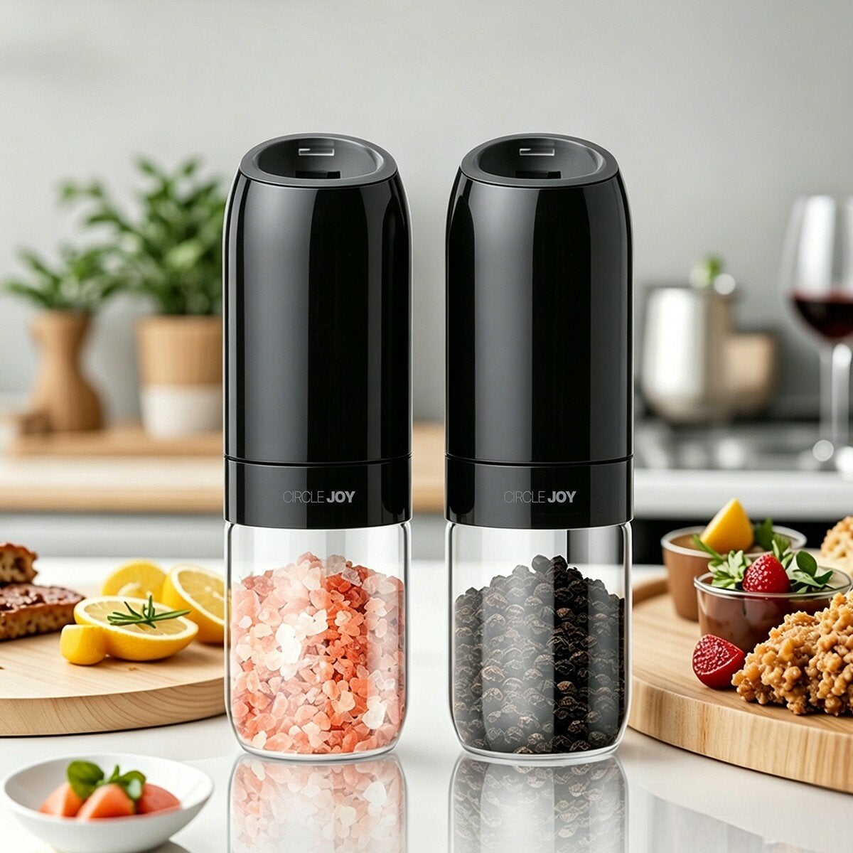 Circle Joy 不鏽鋼電動調味料研磨機 2件組 黑 Circle Joy 不鏽鋼電動調味料研磨機 2件組 黑
