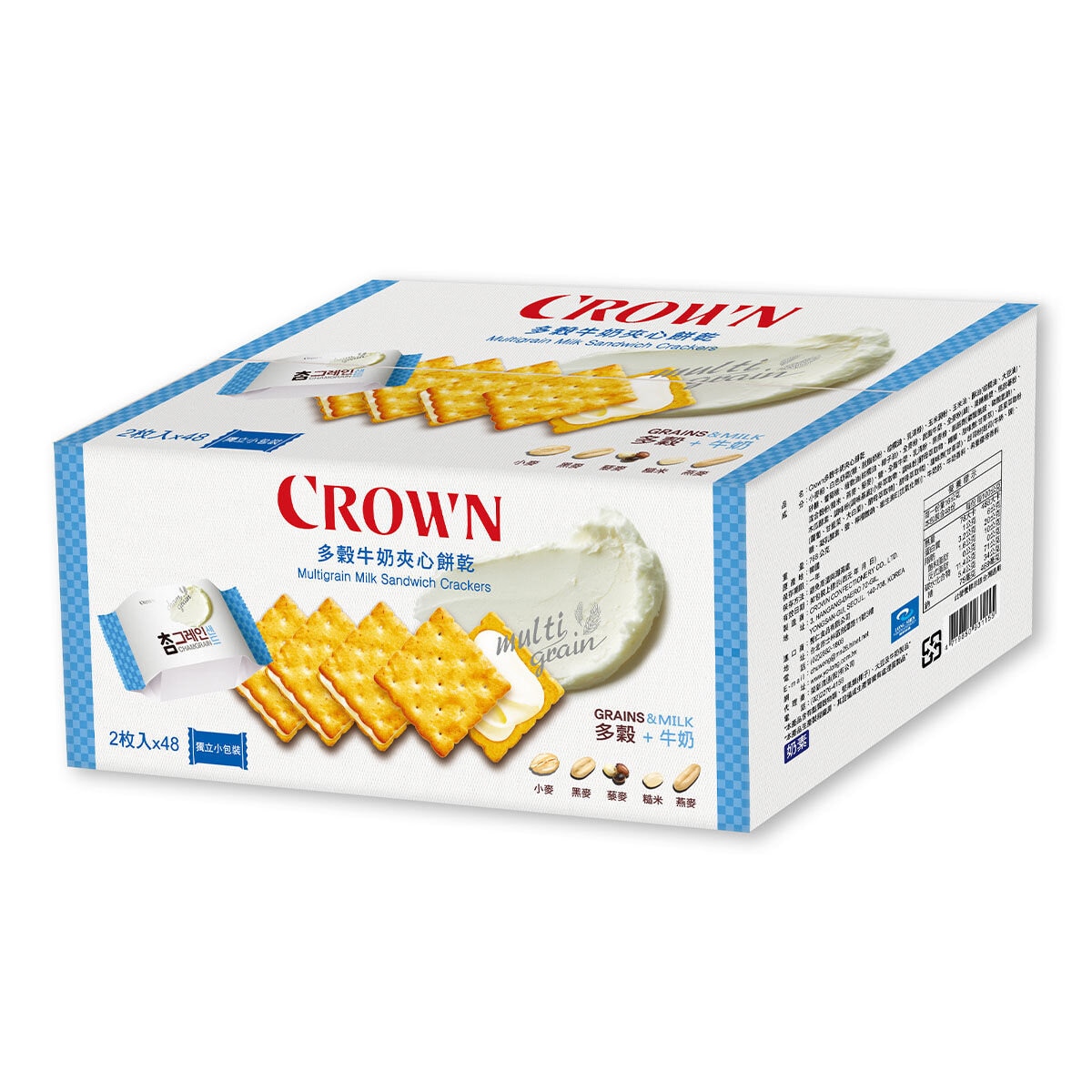 Crown 多穀牛奶夾心餅乾 16公克 X 48入