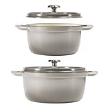 Tramontina 雙耳圓形鑄鐵鍋 含鋼頭鍋蓋 X 4件組 灰