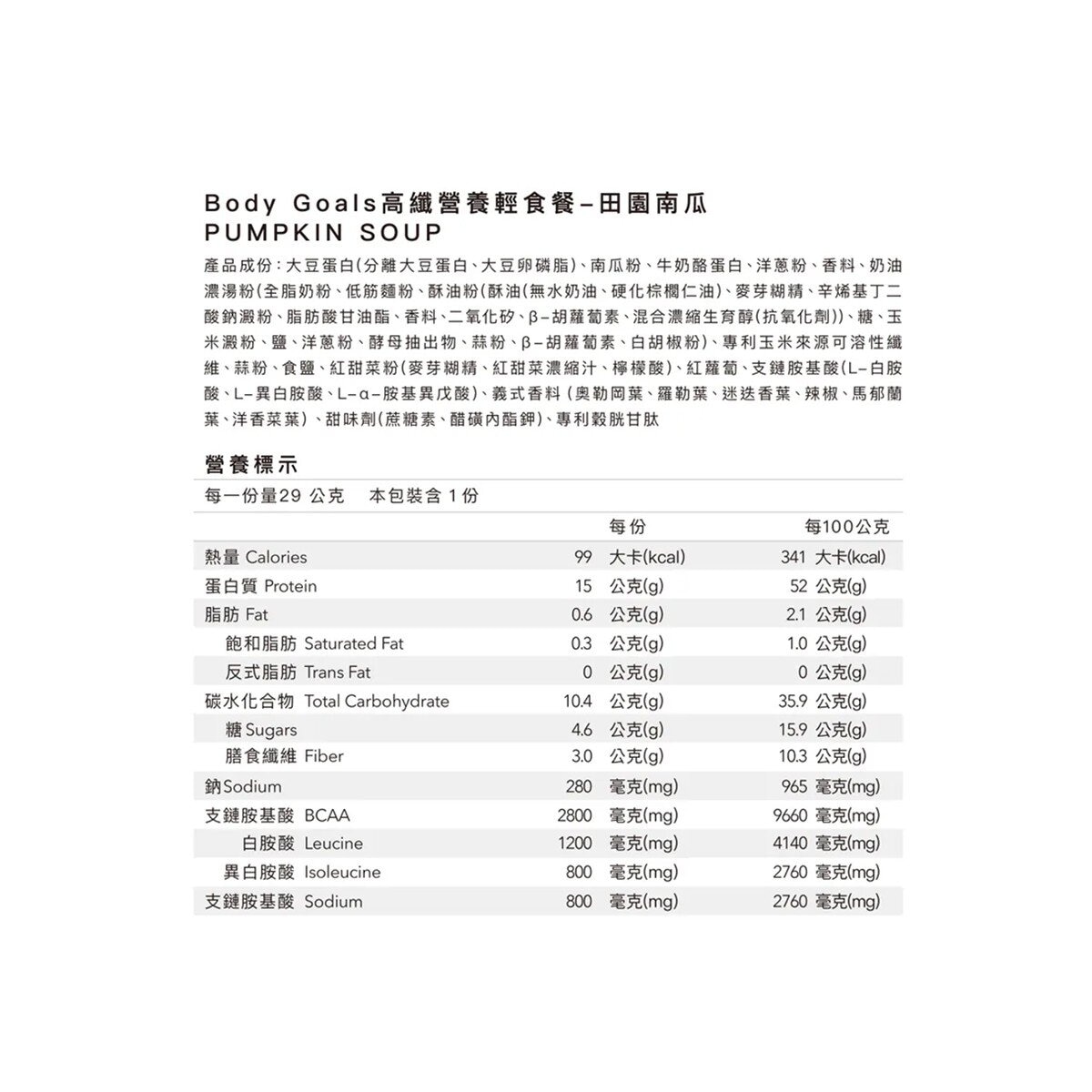 Body Goals 高纖營養餐輕食餐 田園南瓜 X 30入