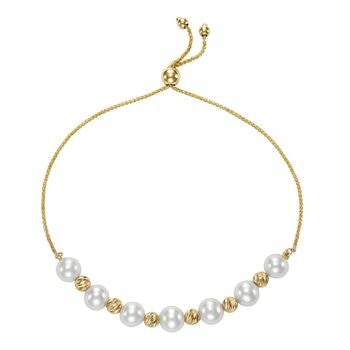 淡水珍珠手鍊 14K黃K金 6公釐-7公釐 淡水珍珠手鍊 14K黃K金 6公釐-7公釐