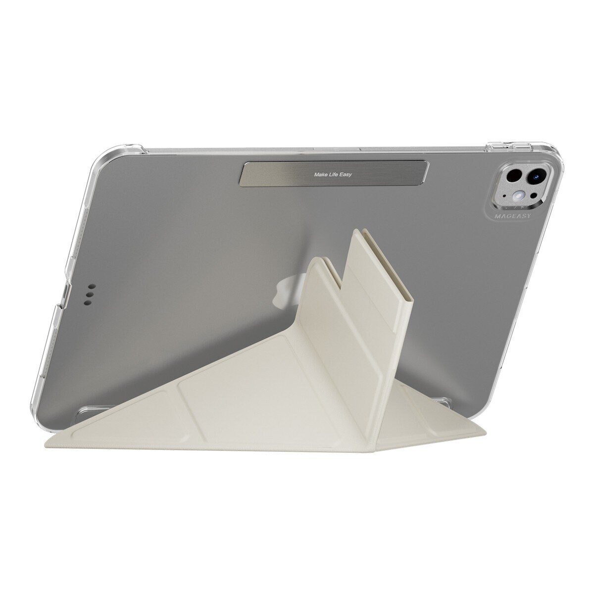 MAGEASY Facet 全方位支架透明背蓋保護套 2024 iPad Pro 11吋 星光白