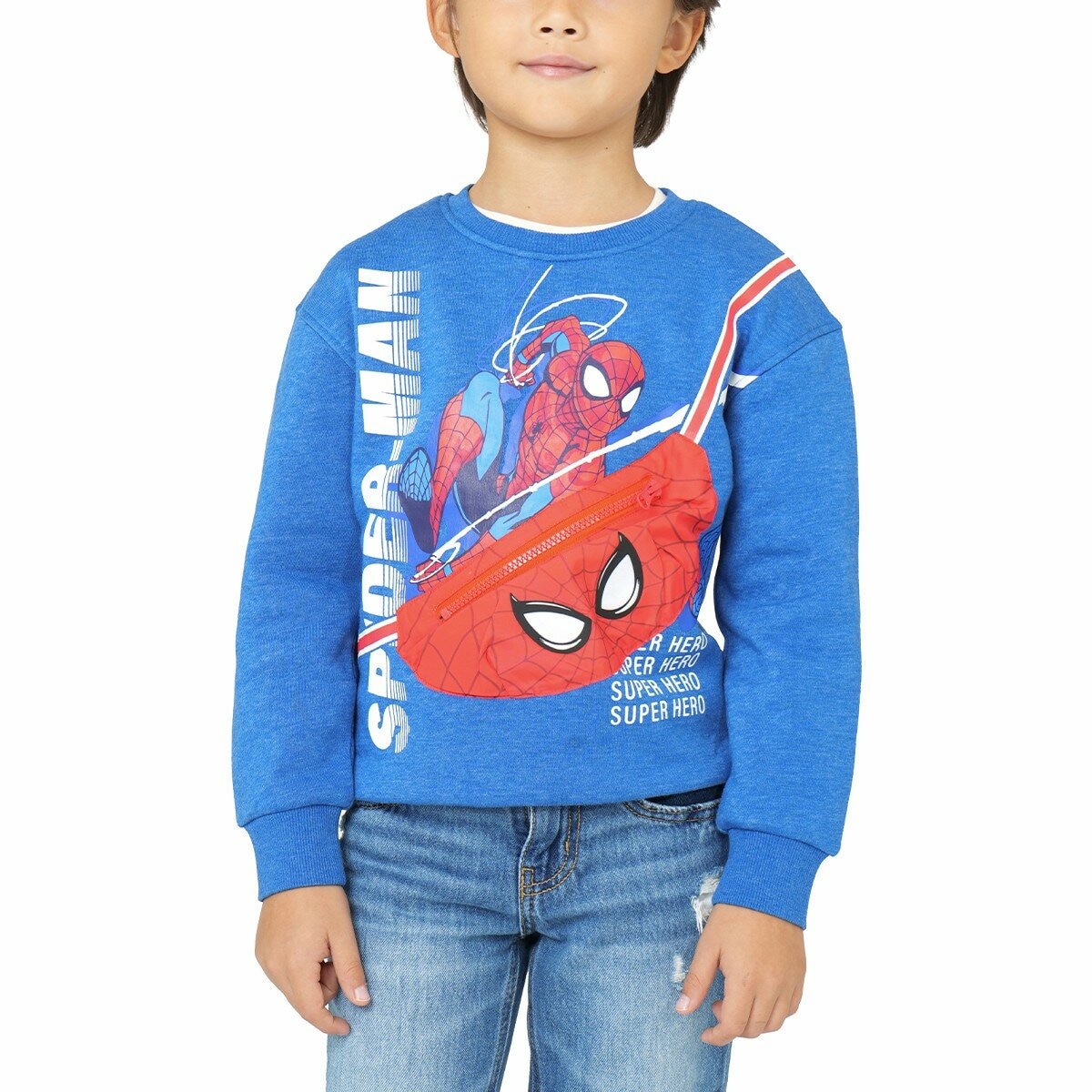 Licensed 卡通授權兒童長袖刷毛上衣 附小包 Spiderman 5T