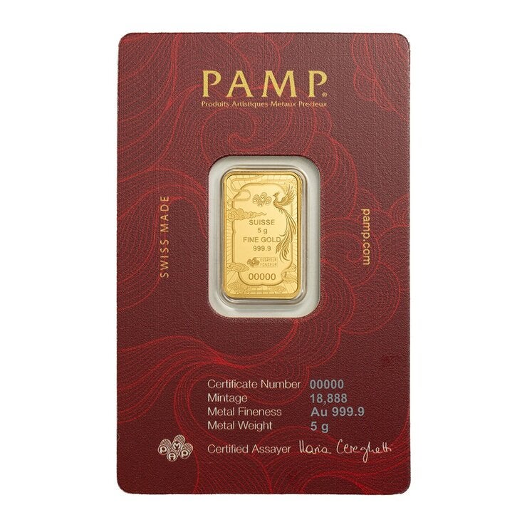 PAMP 幸運鳳凰 黃金條塊 999.9純金 5公克 PAMP 幸運鳳凰 黃金條塊 999.9純金 5公克
