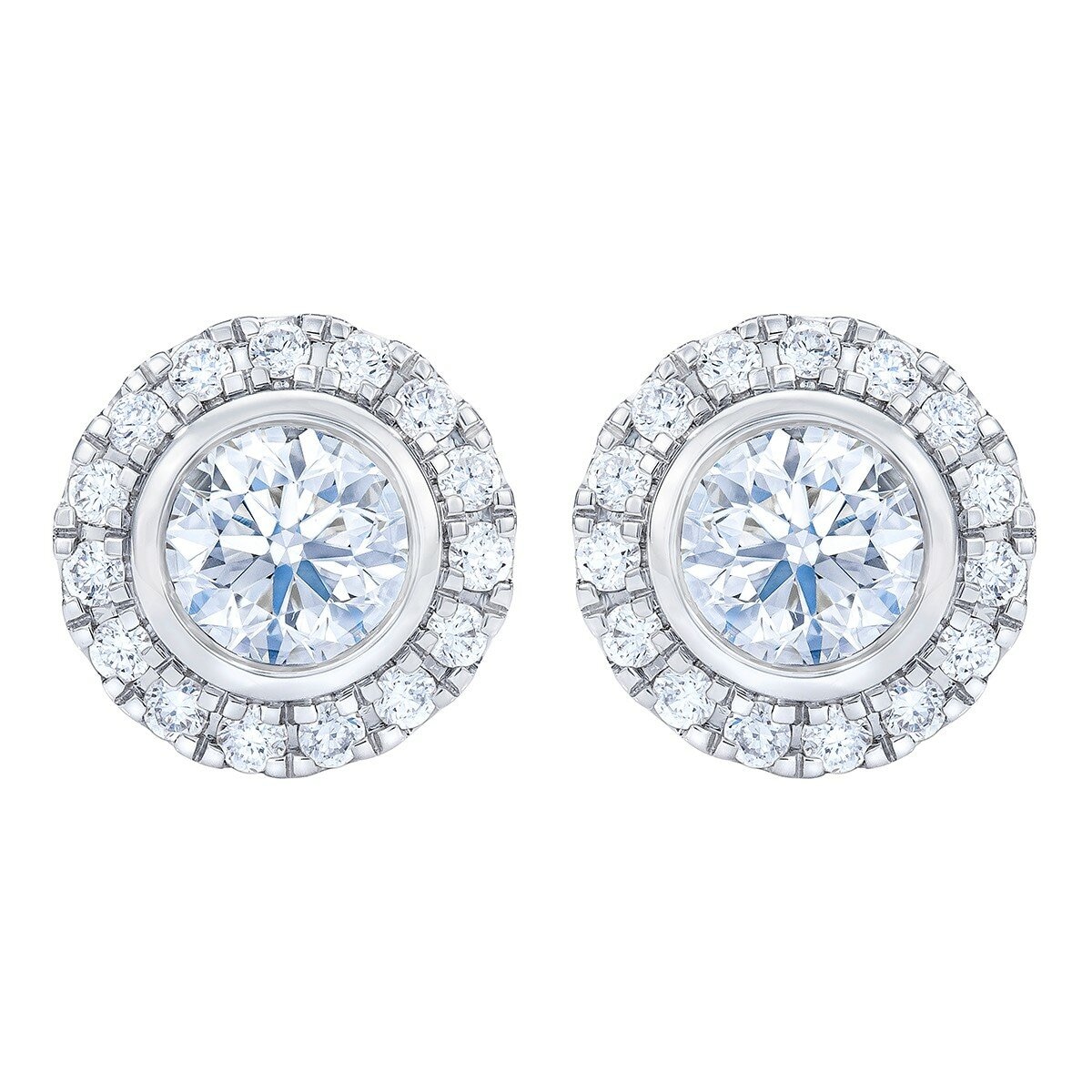 0.60克拉 14K白K金 圓形鑽石耳環 VS2/I
