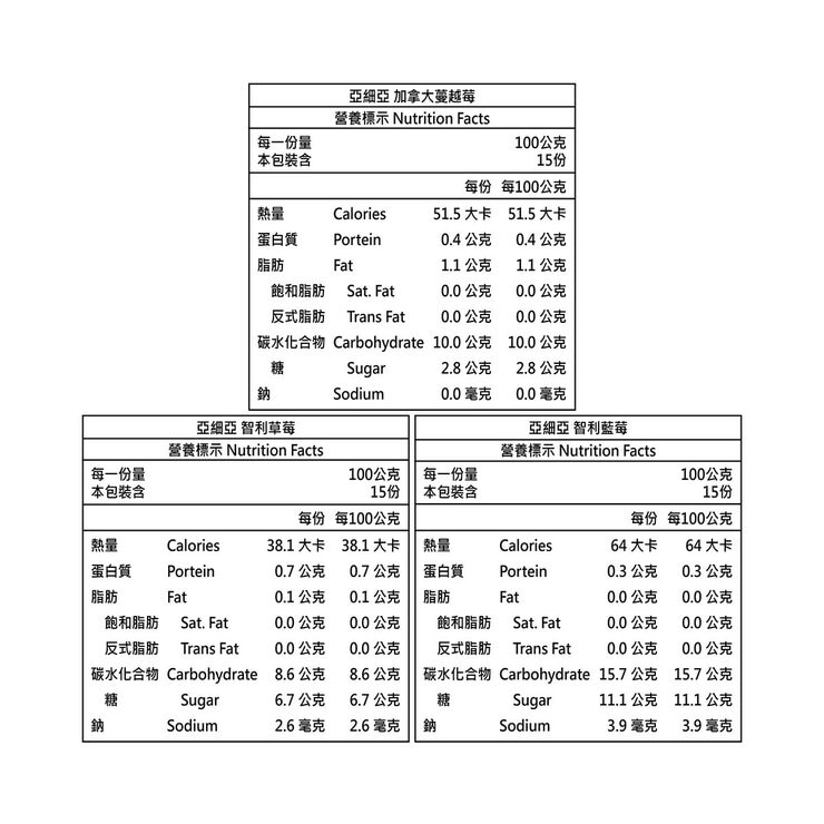 亞細亞田園 冷凍莓果組 1.5公斤 X 6包