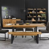 Bentley Designs Indus Rustic 橡木 餐桌椅四件組