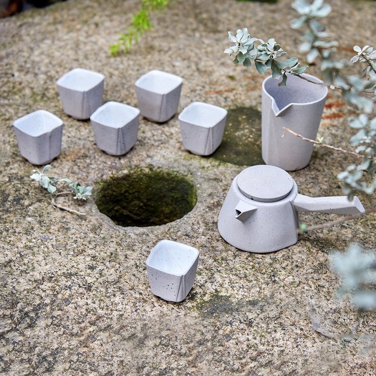 陸寶 飲隱山石茶禮 10件組 清水模灰