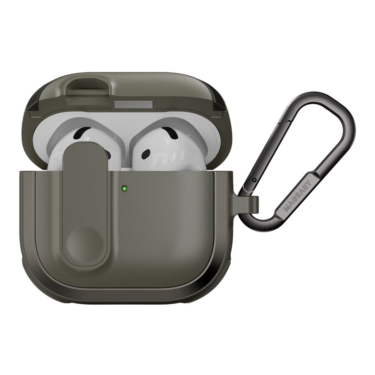 MAGEASY Odyssey 抗衝擊磁扣手繩耳機殼 AirPods 4 金屬綠 MAGEASY Odyssey 抗衝擊磁扣手繩耳機殼 AirPods 4 金屬綠
