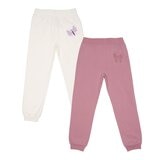 Pekkle 兒童運動長褲二件組 粉/米白 4T