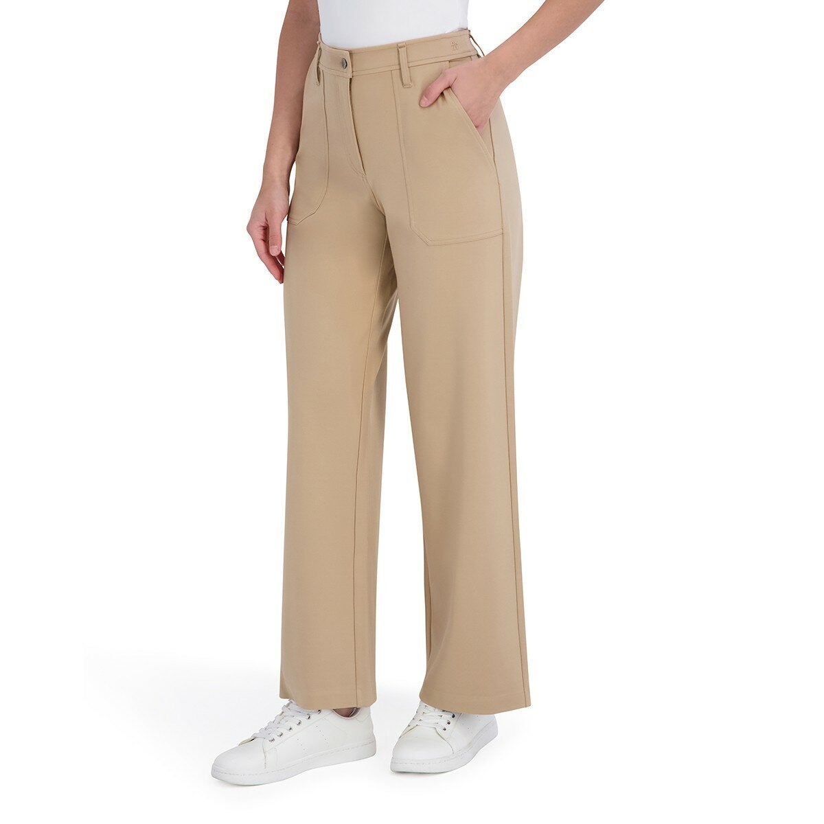 DKNY 女休閒寬褲 米