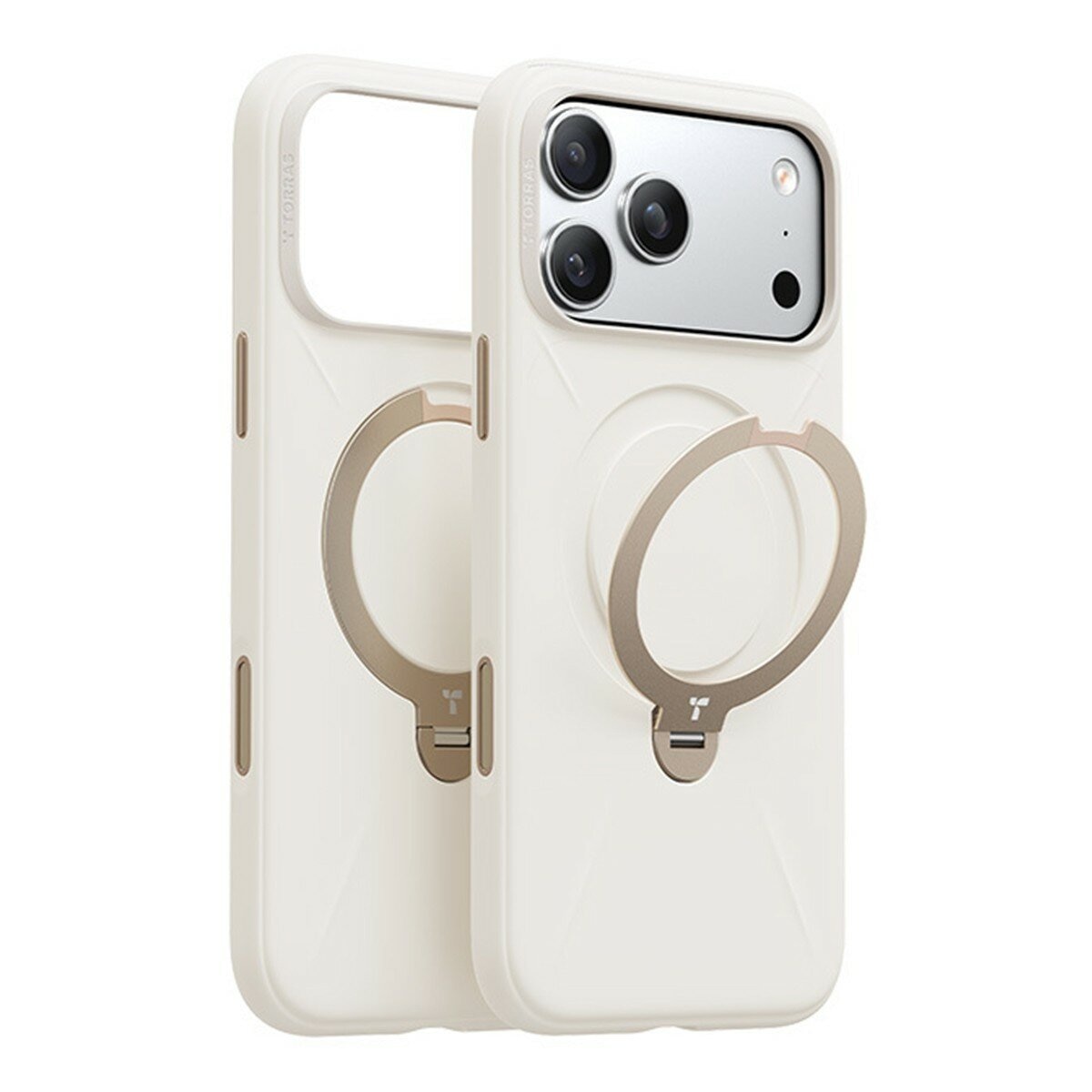 Torras Ostand Spin Kunci Kamera Magnetik Silikon Putar Dudukan Putar Silikon Casing Anti Jatuh Pelindung Kaca Tempered Layar Penuh iPhone 17 Pro Max Snow White Pertama + Insta II Master HD Pelindung Kaca Tempered Layar Penuh