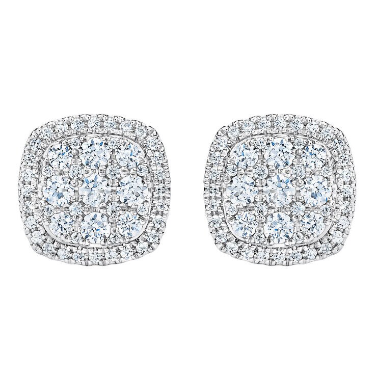 1.00克拉 14K白K金 圓形鑽石耳環 VS2/I