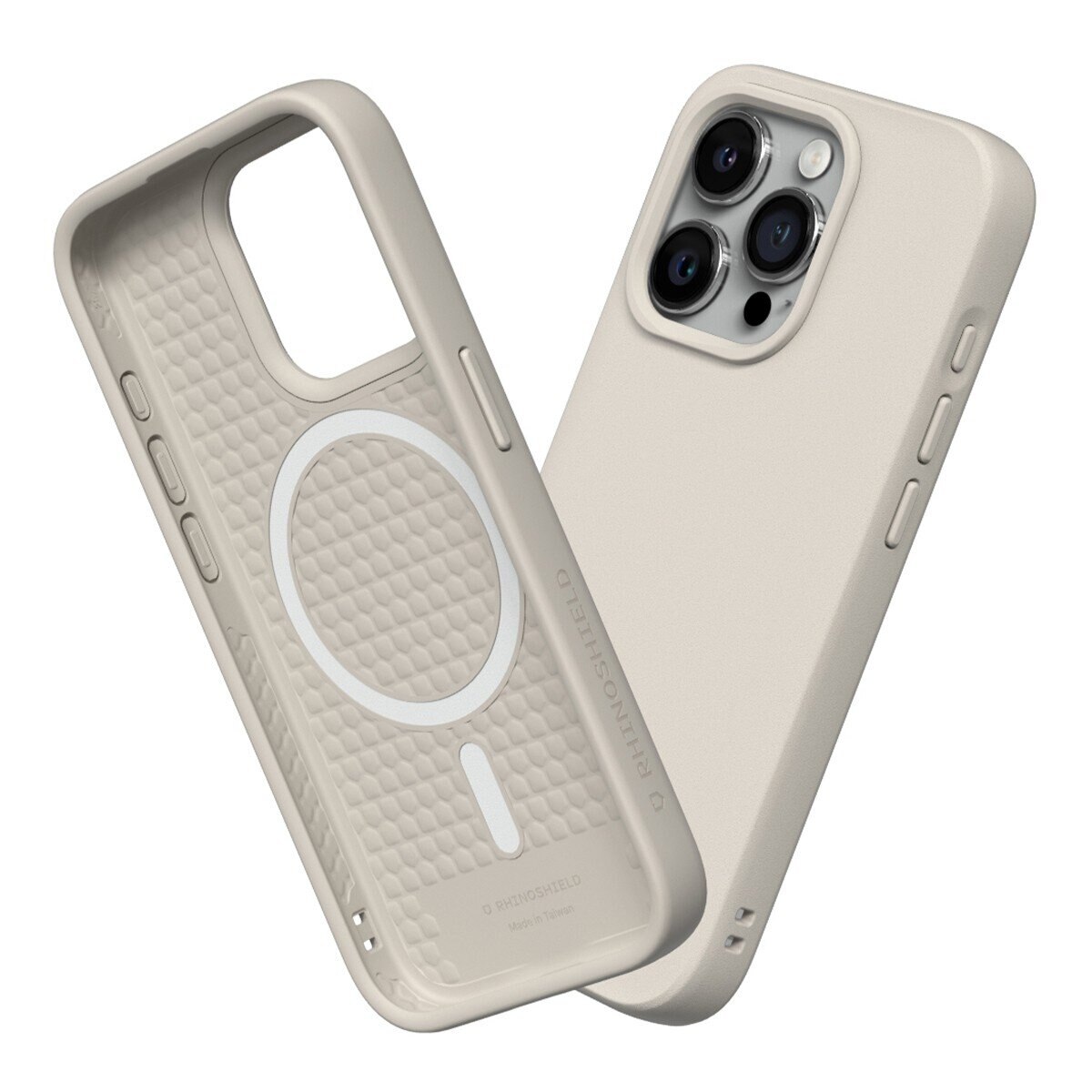 犀牛盾 iPhone 15 Pro SolidSuit MagSafe 兼容 經典防摔手機殼 + 9H 抗藍光鋼化玻璃保護貼 貝殼灰