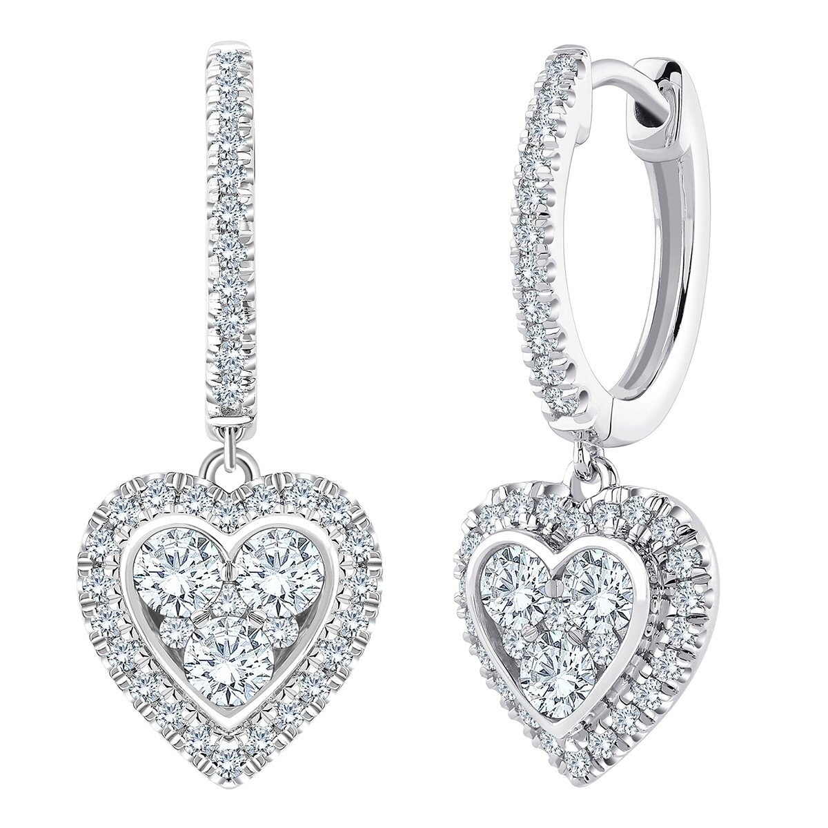 ต่างหูเพชรกลม 0.82 กะรัต ทองคำขาว 14K VS2/I