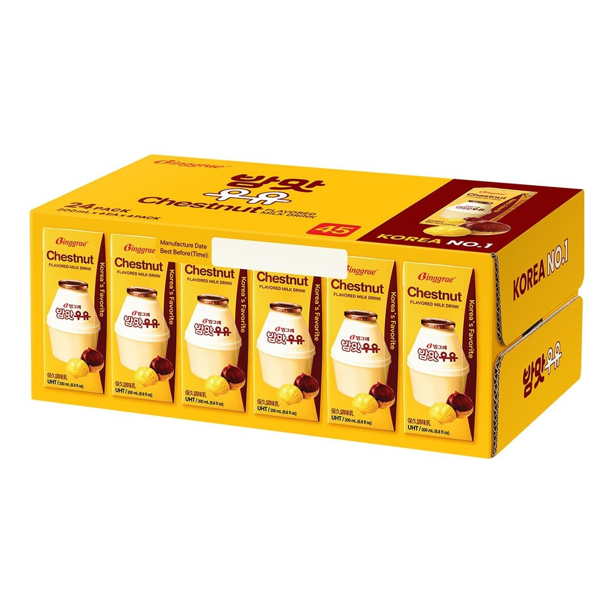 Binggrae 栗子牛奶 保久調味乳 200毫升 X 24入 Binggrae 栗子牛奶 保久調味乳 200毫升 X 24入