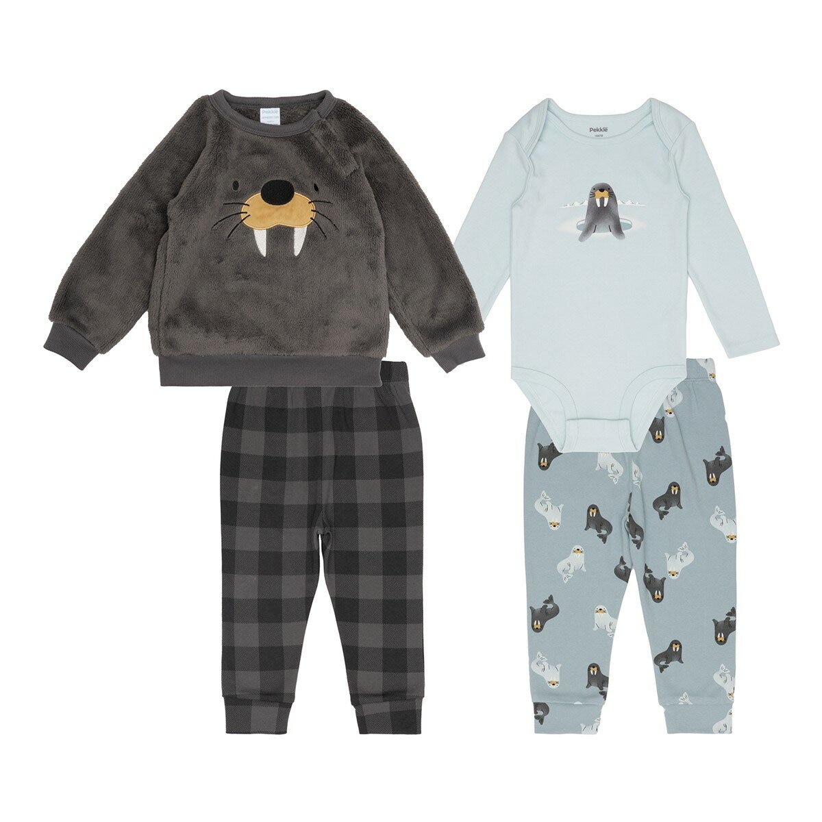 Pekkle 嬰兒秋冬服飾四件套組 海獅 9M