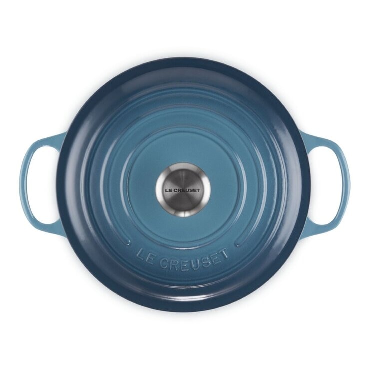Le Creuset 雙耳圓形鑄鐵鍋 含鋼頭鍋蓋 26公分 水手藍
