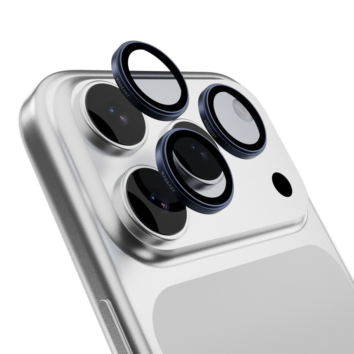 MAGEASY Bright M 不發黃軍規磁吸透明殼 iPhone 17 Pro(珊瑚磁圈) + 鏡頭保護貼Lenz(午夜) + Vetro 9H 鋼化玻璃保護膜