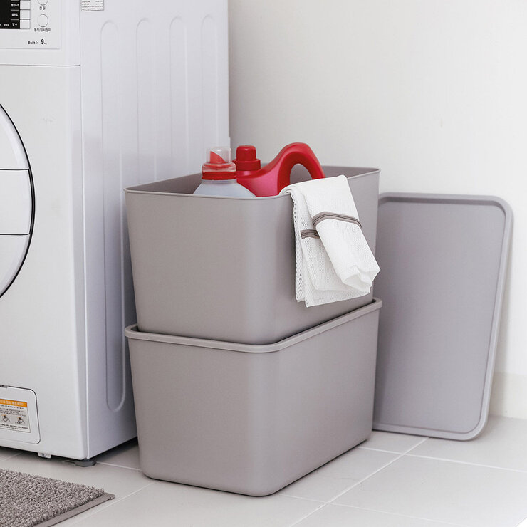 IRIS OHYAMA 附蓋可堆疊收納盒 30公升 X 6入 灰