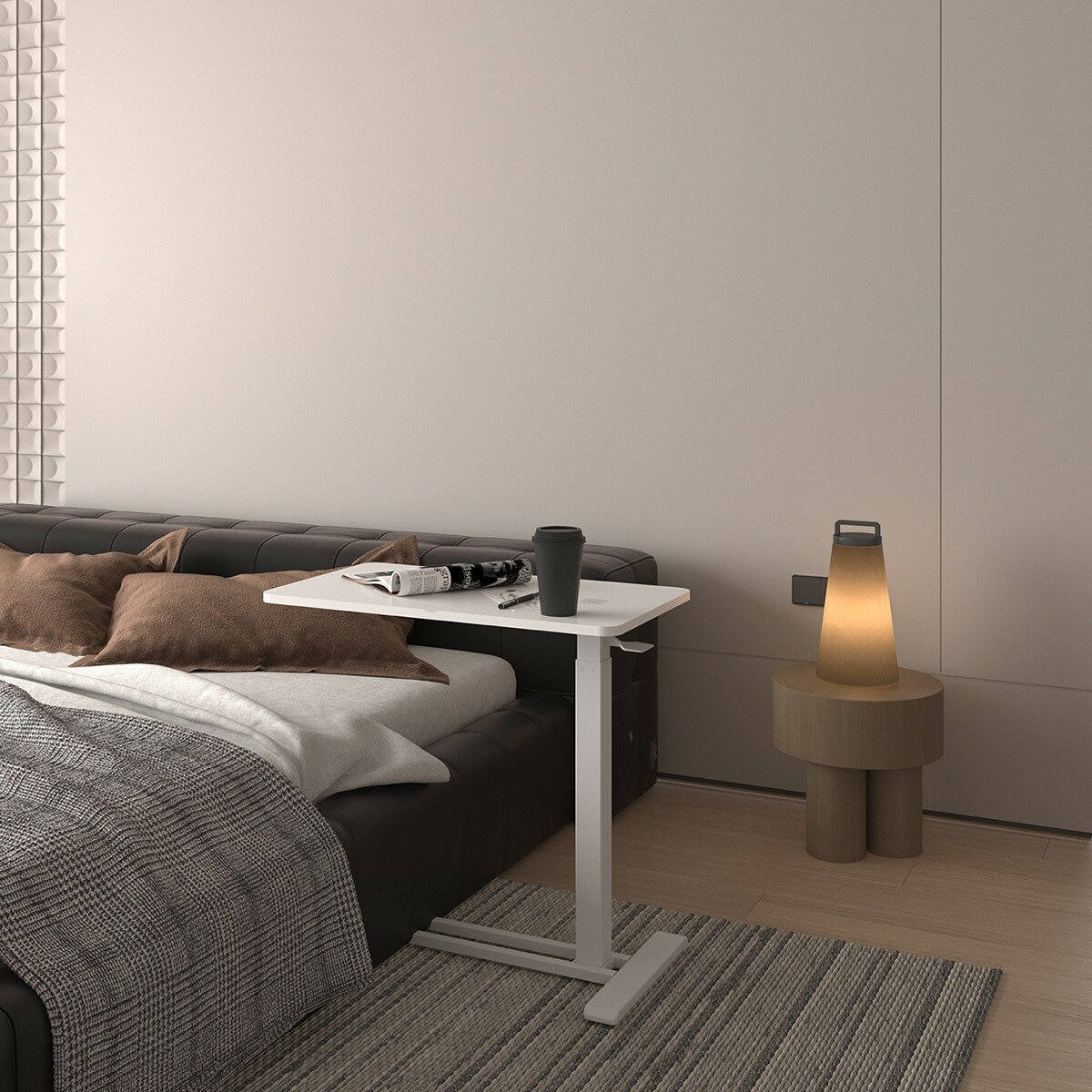 Flexispot 氣壓式升降邊桌 白色