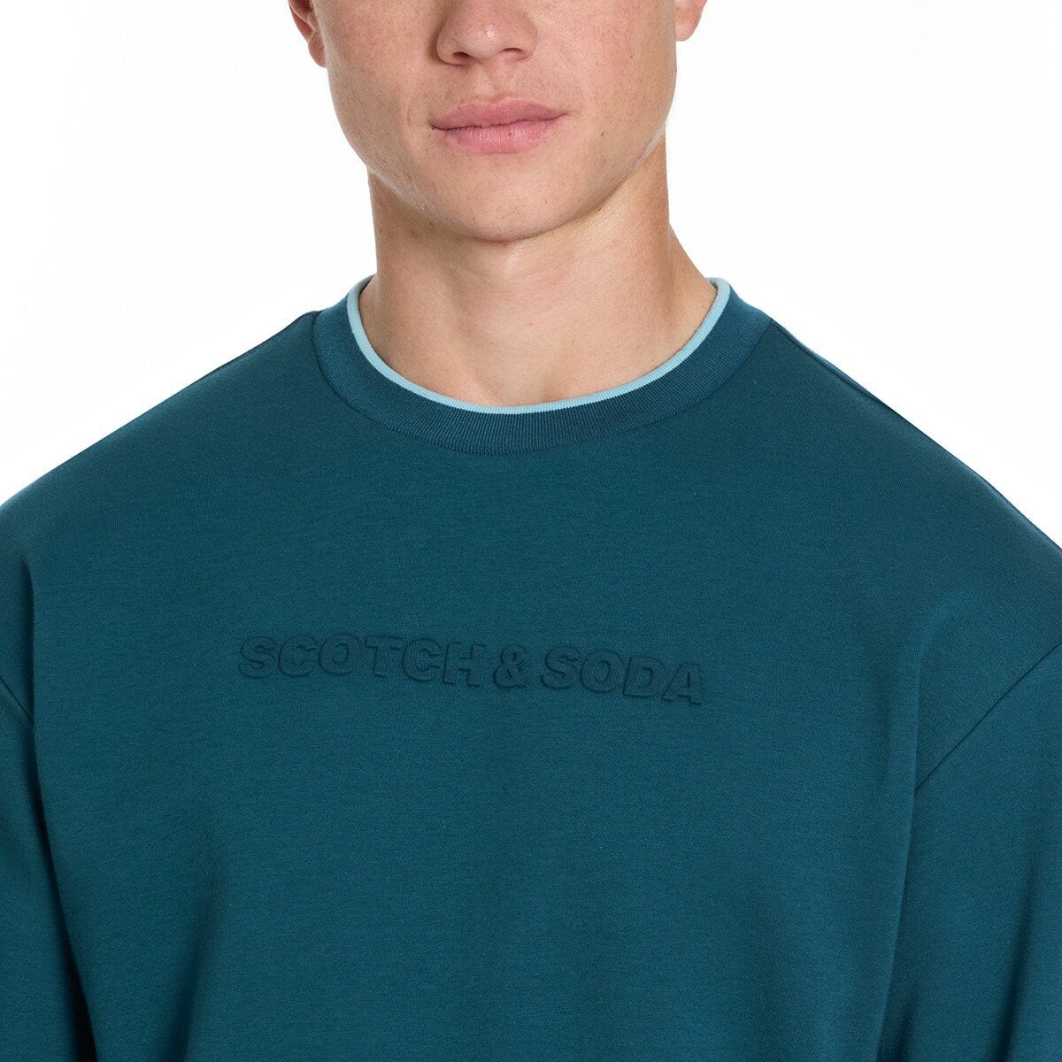 Scotch & Soda 男刷毛長袖上衣 藍綠