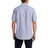 Weatherproof Vintage 男短袖亞麻混紡襯衫 淺藍