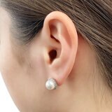 Tokyo Pearl 0.6克拉 18K白K金 8.0公釐 - 8.5公釐 Akoya珍珠鑽石耳環