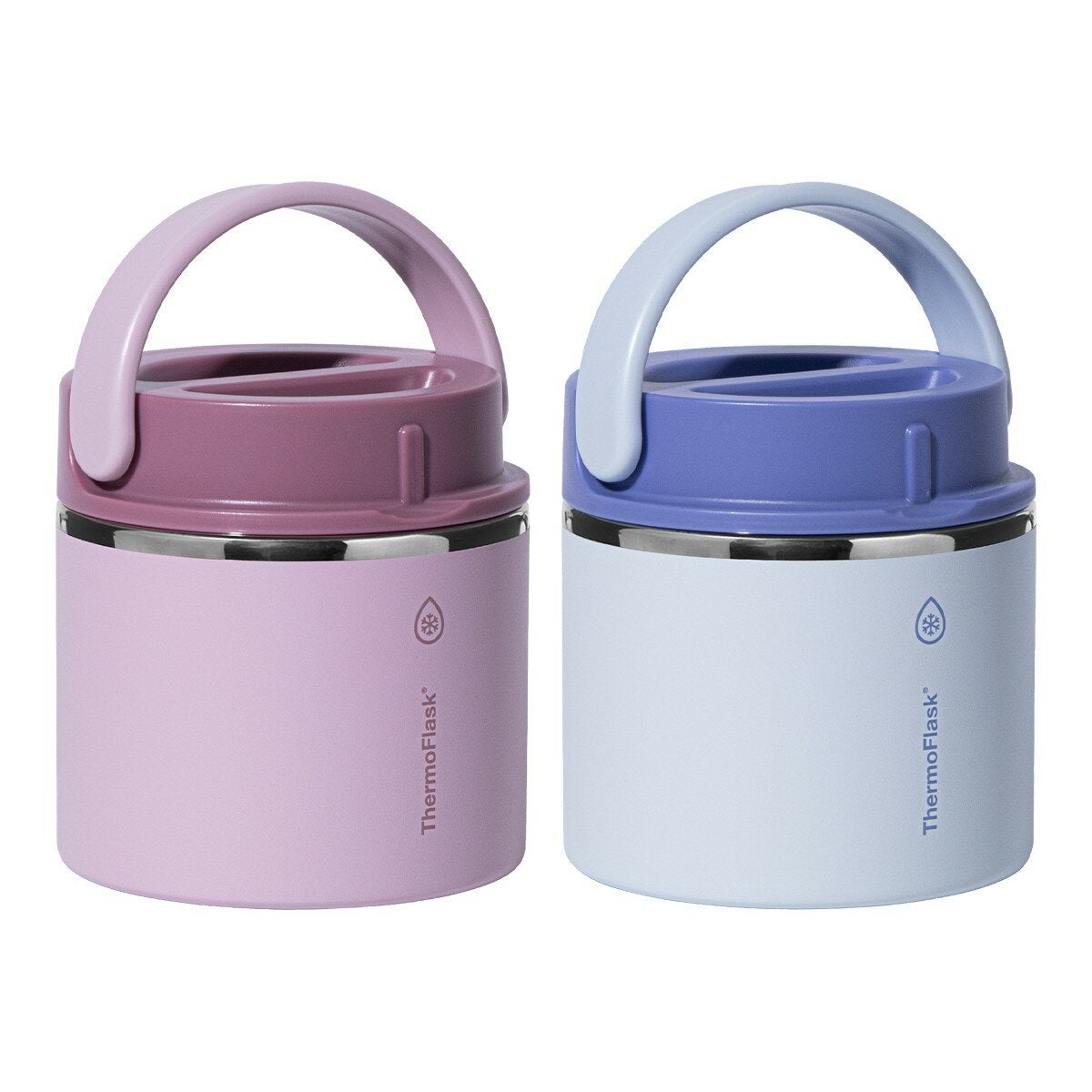 ThermoFlask Stainless Steel Vacuum Food Jar 591ml X 2 Piece Set, Light Pink + Light Purple
